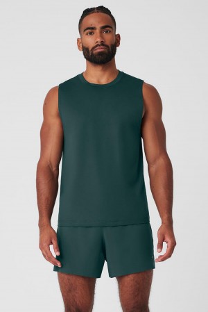 Alo Yoga Conquer Muscle Uomo Tank Verdi | Italia IOB-431526