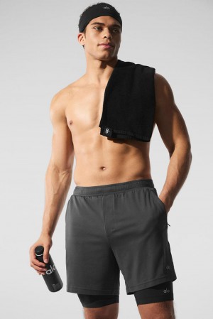 Alo Yoga Conquer React 2-In-1 Performance Uomo Short Nere | Italia NJE-348627