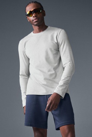 Alo Yoga Conquer Reform Crewneck Uomo Maniche Lunghe Grigie | Italia UDH-936580