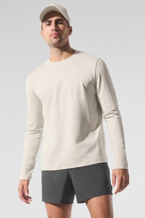 Alo Yoga Conquer Reform Crewneck Uomo Maniche Lunghe Bone | Italia KQN-351689