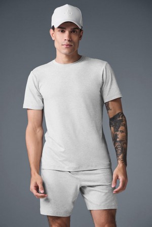 Alo Yoga Conquer Reform Crewneck Uomo Short Sleeve Grigie | Italia CND-791208