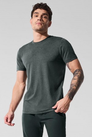 Alo Yoga Conquer Reform Crewneck Uomo Short Sleeve Verdi | Italia NKC-132069