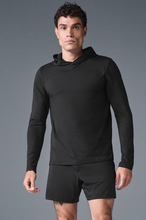 Alo Yoga Conquer Reform With Hood Uomo Maniche Lunghe Nere | Italia XEC-175426
