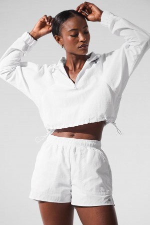 Alo Yoga Cropped 1/4 Zip Alumni Donna Pullover Bianche | Italia SKQ-130794