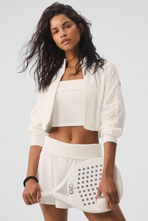 Alo Yoga Cropped Doubles Only Full Zip Donna Giacca Ivory | Italia LBK-905168
