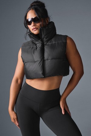 Alo Yoga Cropped Gold Rush Puffer Donna Gilet Nere | Italia WHX-034651