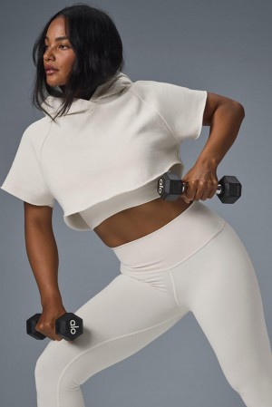 Alo Yoga Cropped In The Air Donna Short Sleeve Ivory | Italia XWD-048956