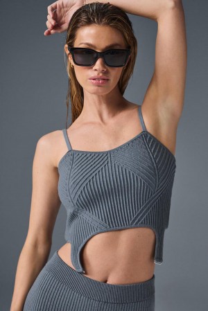 Alo Yoga Denim Knit Garter Donna Tank Grigie | Italia BSY-360987