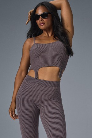Alo Yoga Denim Knit Garter Donna Tank Nere | Italia RKL-758294