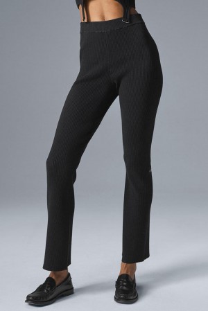 Alo Yoga Denim Knit High-Waist Flare Donna Pant Nere | Italia NDL-501639