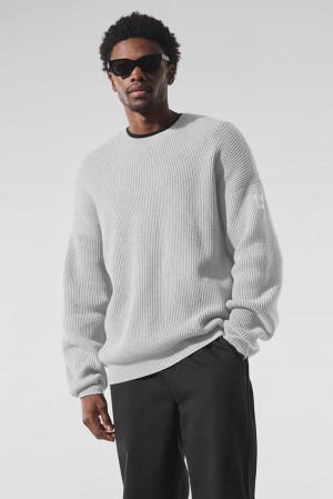 Alo Yoga Domain Rib Knit Crew Uomo Maglia Grigie | Italia QGB-058269