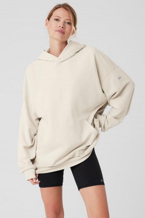 Alo Yoga Double Take Donna Felpa con Cappuccio Bone | Italia MNH-358496