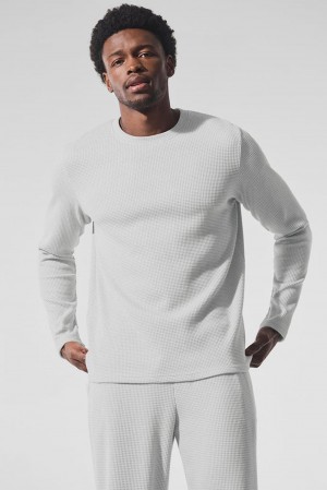 Alo Yoga Elevate Waffle Crew Uomo Maniche Lunghe Grigie | Italia JRN-906218