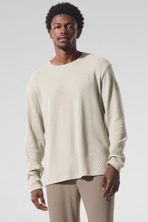 Alo Yoga Elevate Waffle Crew Uomo Maniche Lunghe Bone | Italia VGC-857491