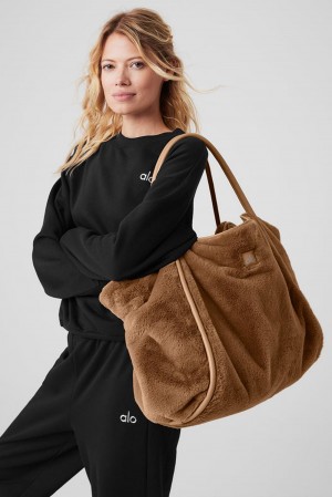 Alo Yoga Faux Fur Donna Tote Toasted Almond | Italia VFG-234619