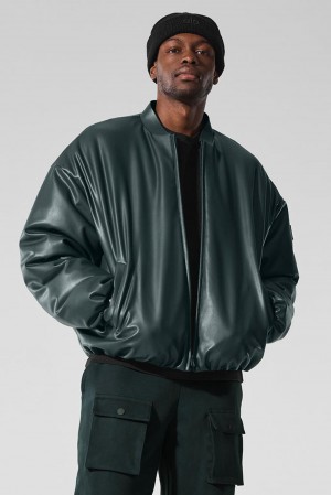Alo Yoga Faux Leather Premier Uomo Giacca Bomber Verdi | Italia TDP-295184