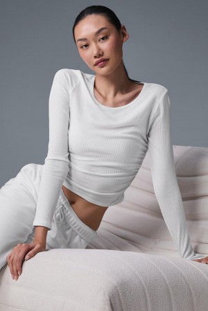 Alo Yoga Gather Donna Maniche Lunghe Bianche | Italia DGN-746152