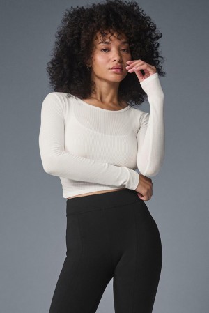 Alo Yoga Gather Donna Maniche Lunghe Ivory | Italia VQY-174350