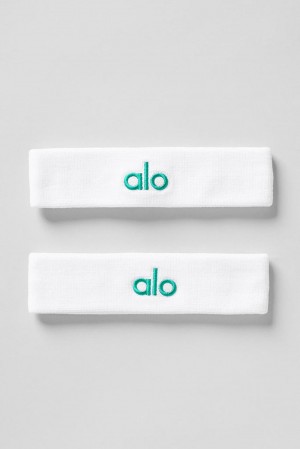 Alo Yoga Glow (2-Pack) Uomo Sweatband Bianche Verdi | Italia DMF-194605