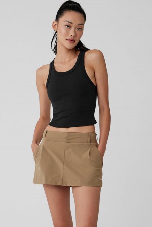 Alo Yoga Goddess Ribbed Go-To Donna Tank Nere | Italia YST-065489