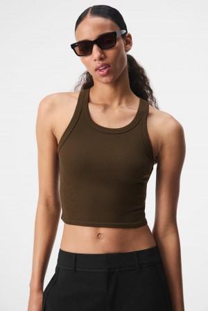 Alo Yoga Goddess Ribbed Go-To Donna Tank Espresso | Italia SCK-470982