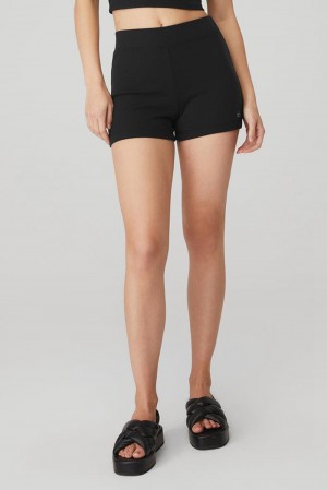 Alo Yoga Goddess Ribbed High-Waist Hot Donna Short Nere | Italia YKM-297540