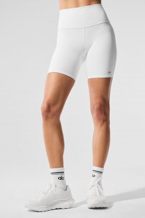 Alo Yoga High-Waist Biker Donna Short Bianche | Italia AUI-380546