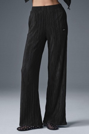 Alo Yoga High-Waist Micro Plisse Straight Leg Donna Pant Nere | Italia CPK-304916