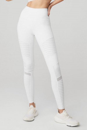 Alo Yoga High-Waist Moto Donna Legging Bianche Bianche | Italia CMJ-204618