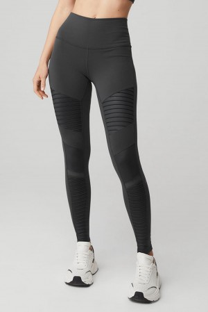 Alo Yoga High-Waist Motos Donna Legging Anthracite / Anthracite Glossy | Italia XWY-452361