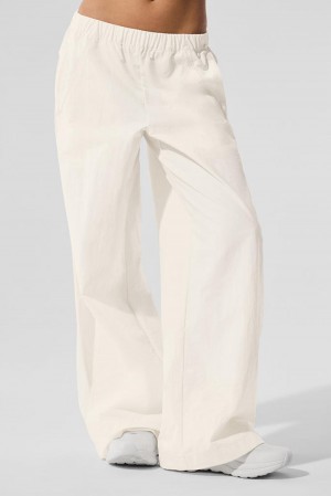 Alo Yoga High-Waist Origin Wide Leg Track Donna Pant Ivory | Italia CHF-213675