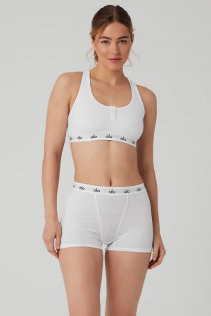 Alo Yoga Icon Ribbed Henley Donna Reggiseno Bianche | Italia MDG-431827