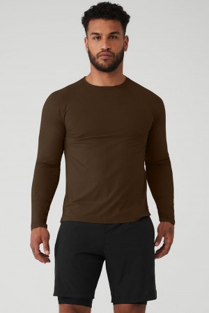 Alo Yoga Idol Long Sleeve Performance Uomo Tee Espresso | Italia KQZ-854679