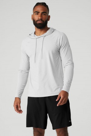 Alo Yoga Idol Runner Uomo Felpa con Cappuccio Titanium | Italia QRC-145973