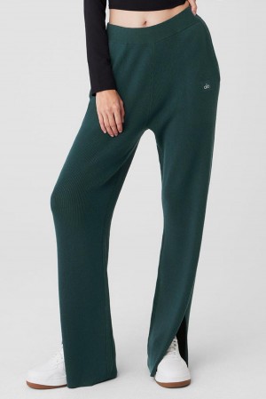 Alo Yoga Knit High-Waist Salana Wide Leg Donna Pant Verdi | Italia LXY-283769