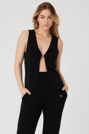 Alo Yoga Knit Salana Donna Tank Nere | Italia RBF-568439