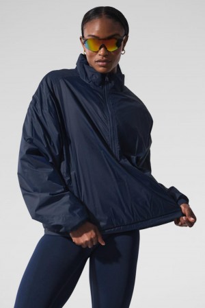 Alo Yoga Latitude Light Weight 1/2 Zip Pullover Donna Giacca Blu Marino | Italia XSC-726931