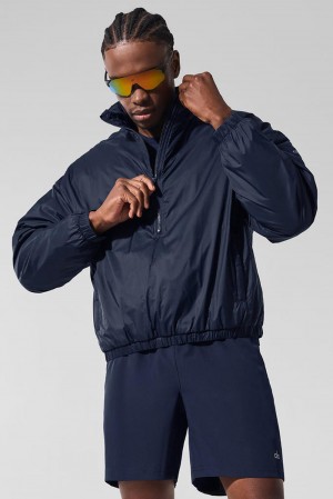 Alo Yoga Latitude Light Weight 1/2 Zip Pullover Uomo Giacca Blu Marino | Italia SQO-029164