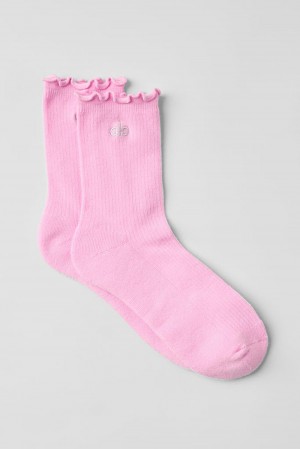 Alo Yoga Lettuce Edge Donna Sock Rosa | Italia DEM-195072