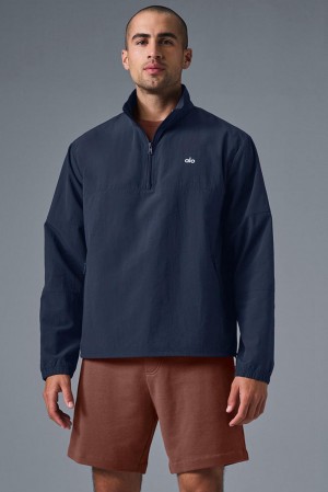 Alo Yoga Light Weight Takeaway Track Uomo Pullover Blu Marino | Italia SWP-124387