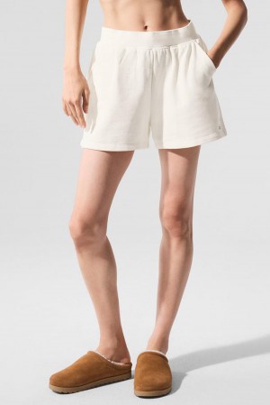 Alo Yoga Low Key Sweat Donna Short Ivory | Italia QNB-173086