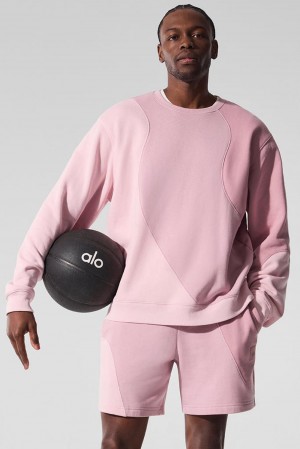 Alo Yoga Make Waves Crew Neck Uomo Pullover Rosa | Italia AHB-625908