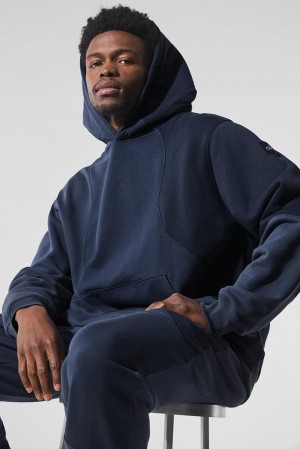 Alo Yoga Make Waves Uomo Felpa con Cappuccio Blu Marino | Italia ZNB-863209