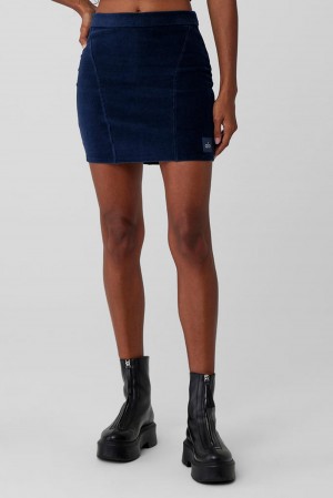 Alo Yoga Micro Corduroy Winter Break Mini Donna Gonna Blu Marino | Italia YTS-290173