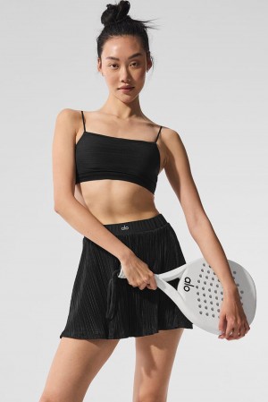 Alo Yoga Micro Plisse Game On Donna Reggiseno Nere | Italia PRI-854230