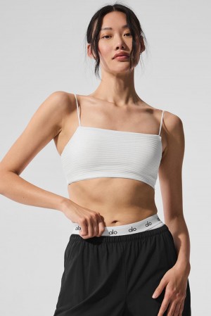 Alo Yoga Micro Plisse Game On Donna Reggiseno Bianche | Italia BHT-760289