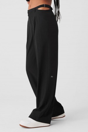 Alo Yoga Mid-Rise Showdown Donna Pant Nere | Italia PBM-673158