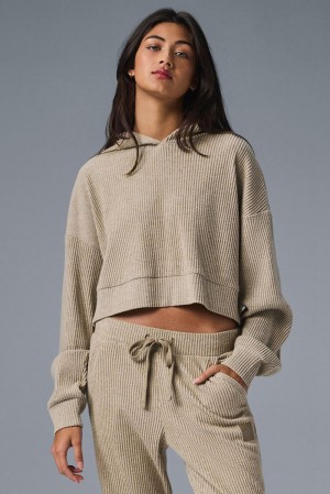 Alo Yoga Muse Donna Felpa con Cappuccio Gravel Heather | Italia RWY-234067
