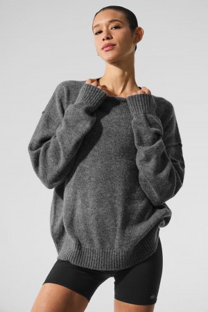 Alo Yoga New Class Cashmere Crewneck Donna Maglia Platino Grigie | Italia LCB-084593