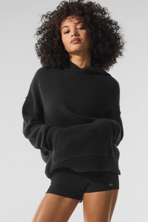 Alo Yoga New Class Cashmere Donna Felpa con Cappuccio Nere | Italia NML-728609